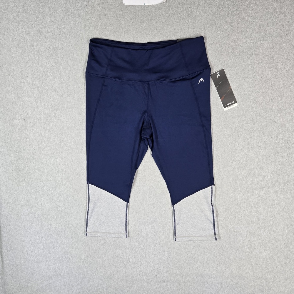 HEAD Women Activewear Pants XL Blue Colorblock Capri HEW1911EL210P NWT
